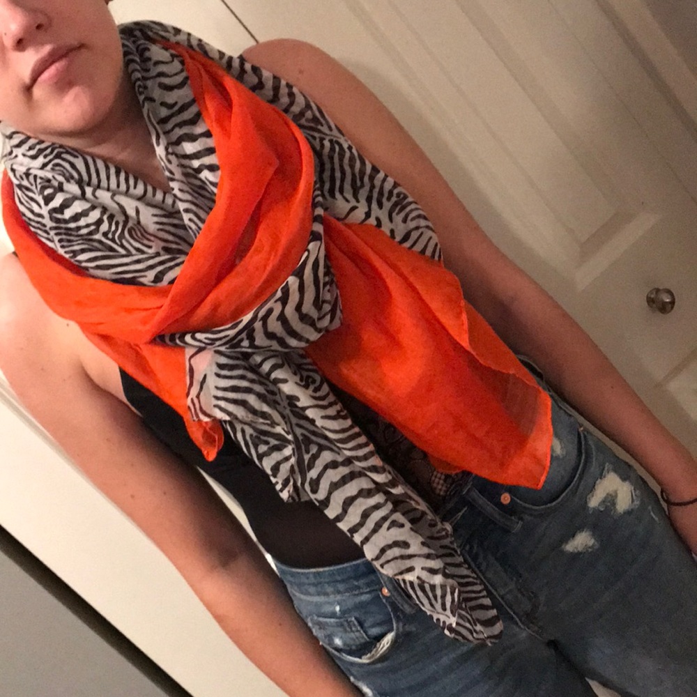 Orange and Zebra Print Scarf